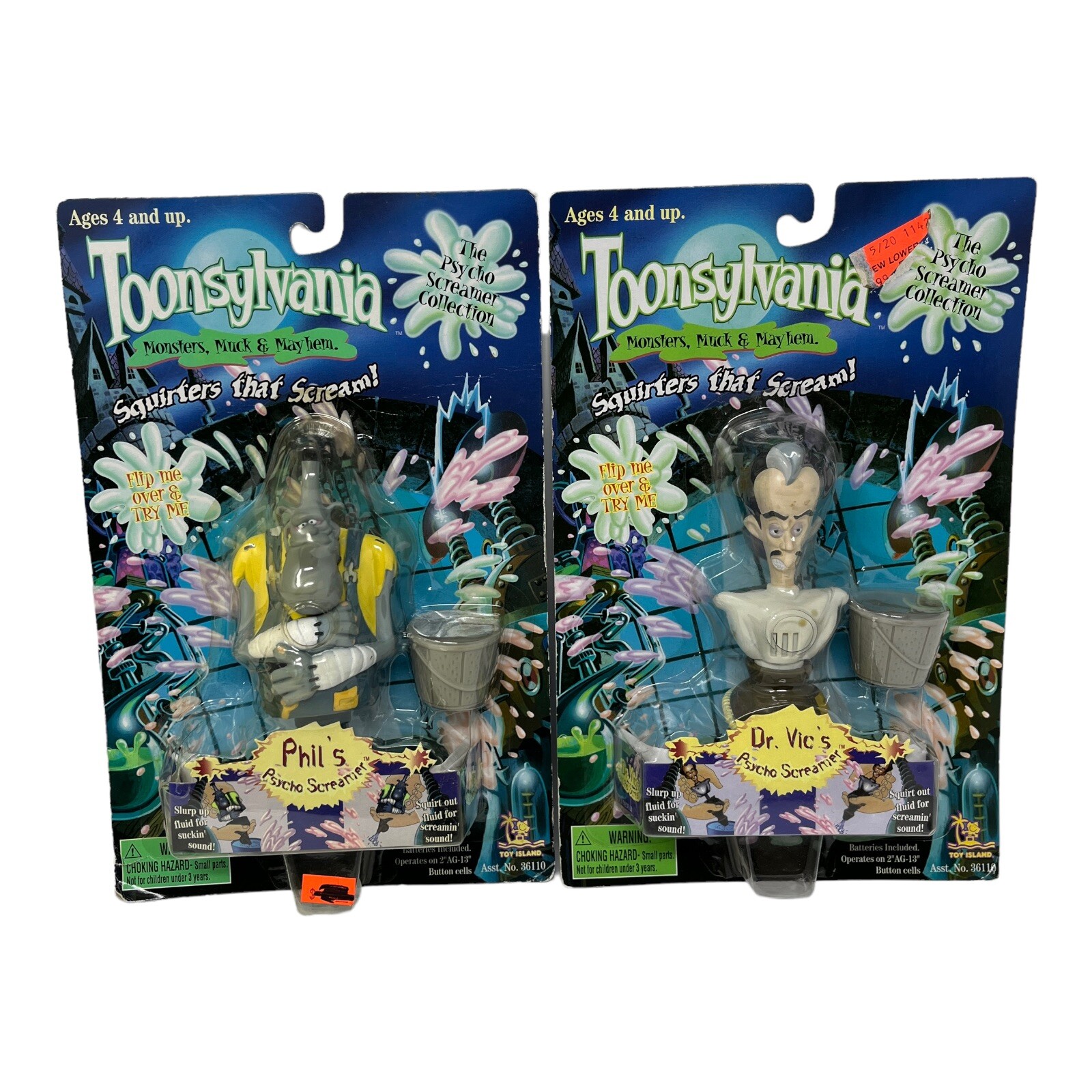 Vintage 1998 Toonsylvania Figures Dr. Vic & Phil\'s Psycho Screamer Squirters