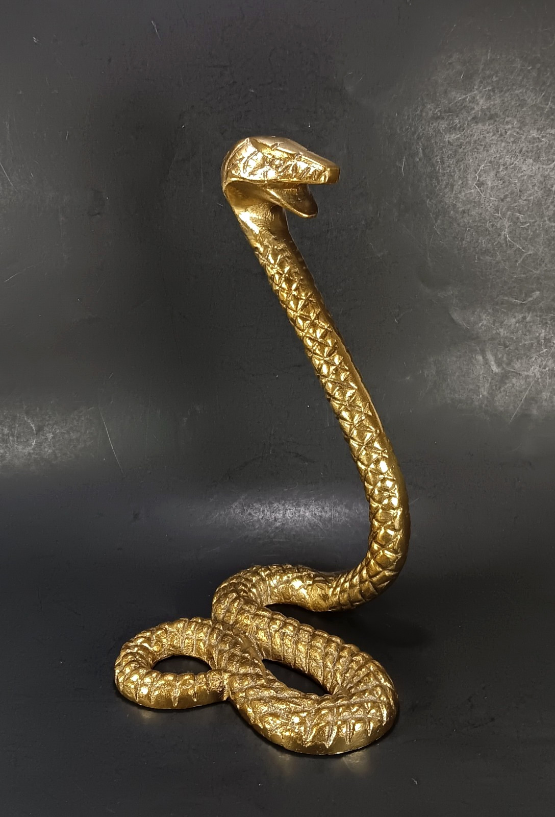 Cobra Snake Metal Sculpture Gold Brass Statue 10\ Cobra Snake Metal Sculpture Gold Brass Statue 10\