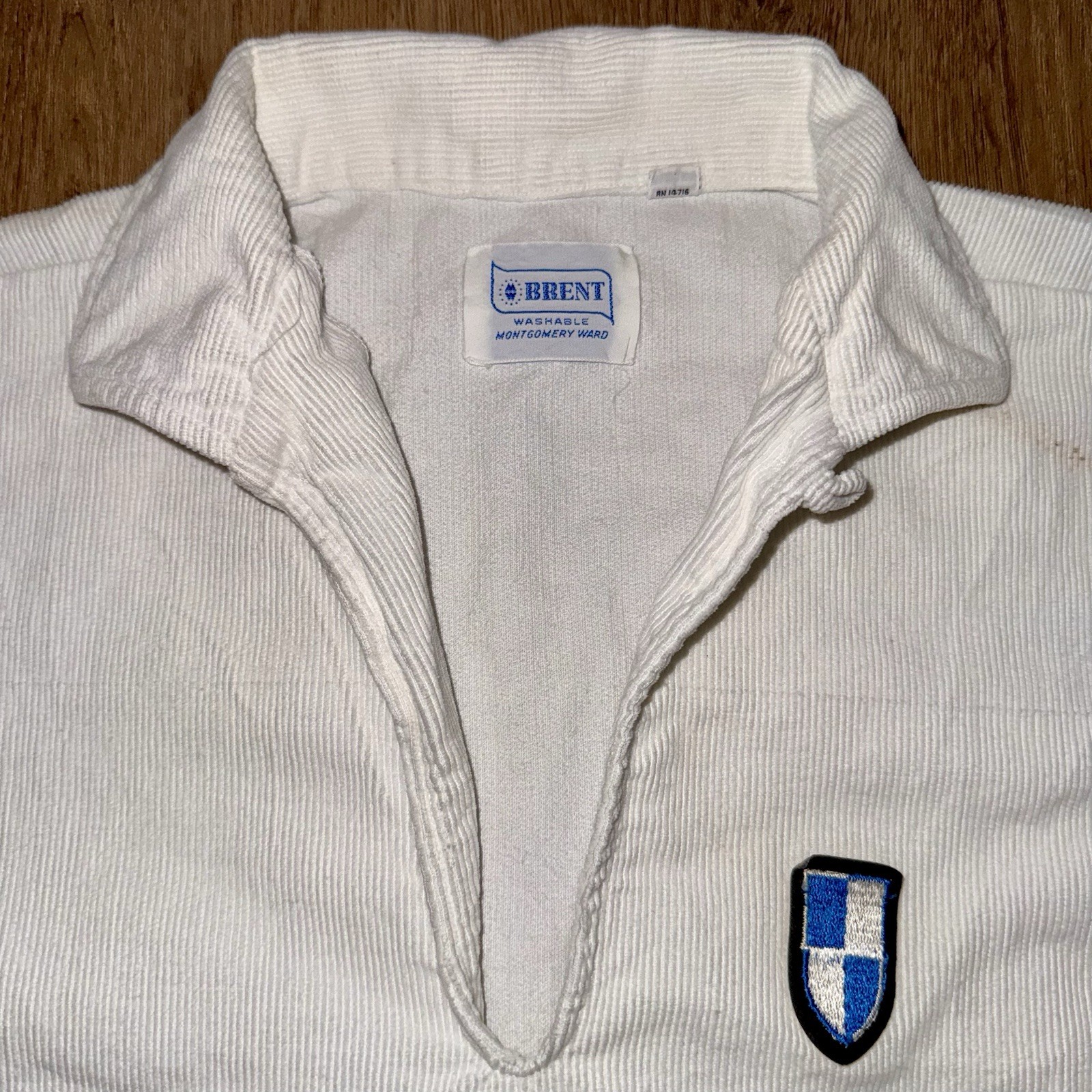 Vtg 50s 60s Brent Shirt Loop Collar Corduroy Tunic MCM Mod Vintage Mens Small