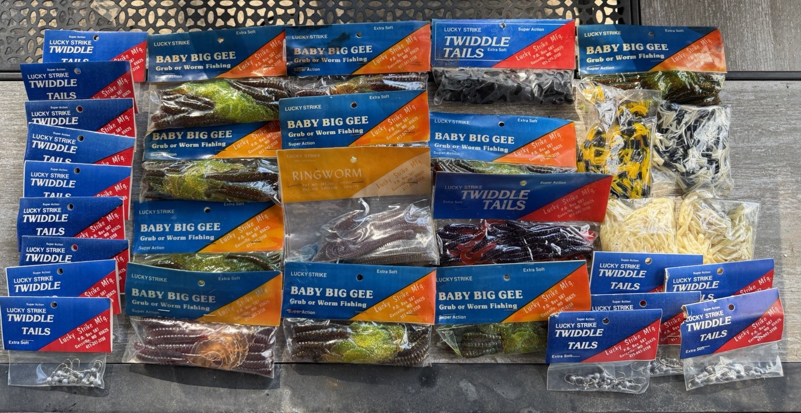 Vintage Lucky Strike Fishing Lures NOS Lot Twiddle Tails Baby Big Gee Jigs