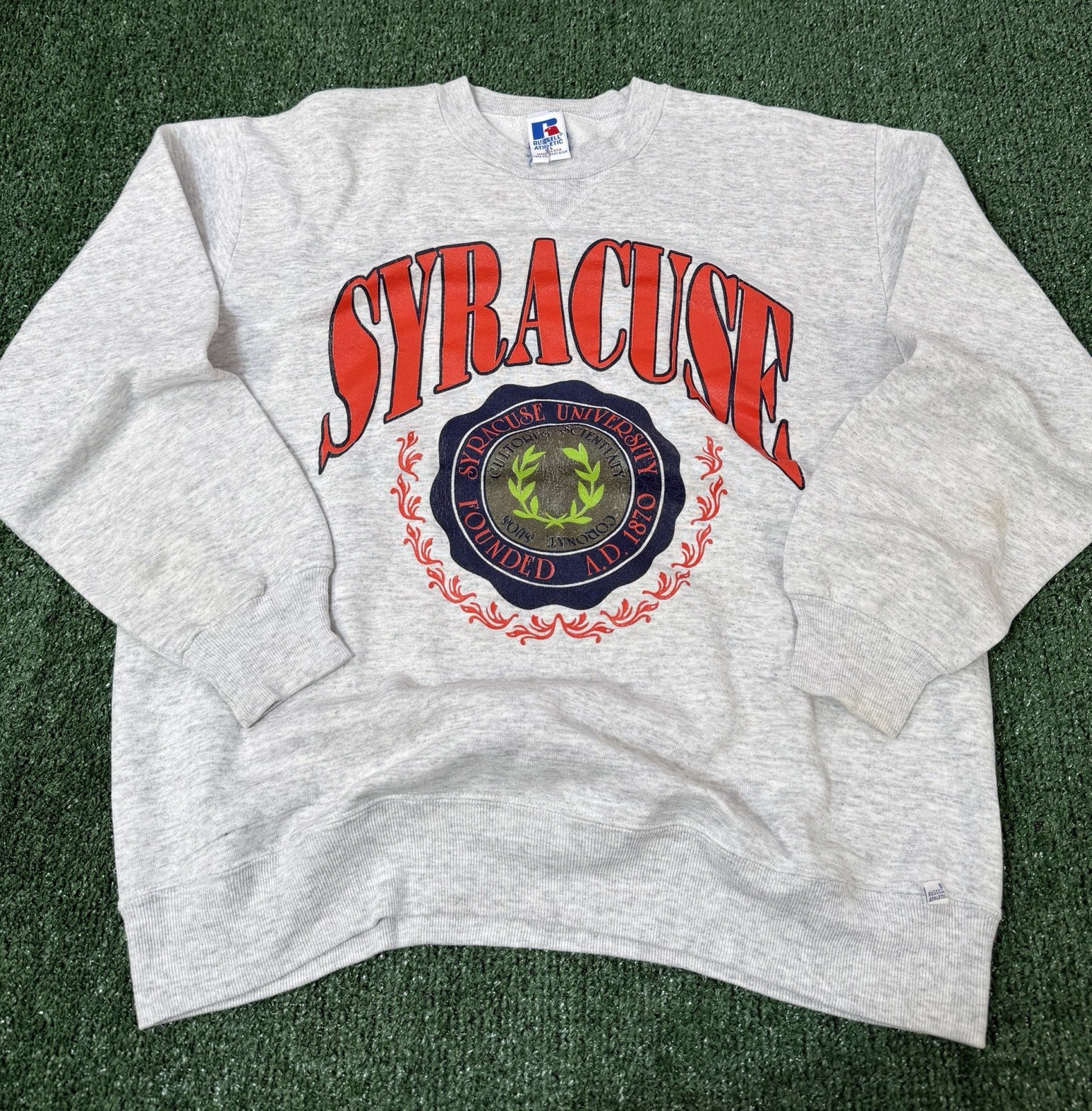 Vintage 90s Russell Athletic Syracuse University Crewneck Sweatshirt Gray XL