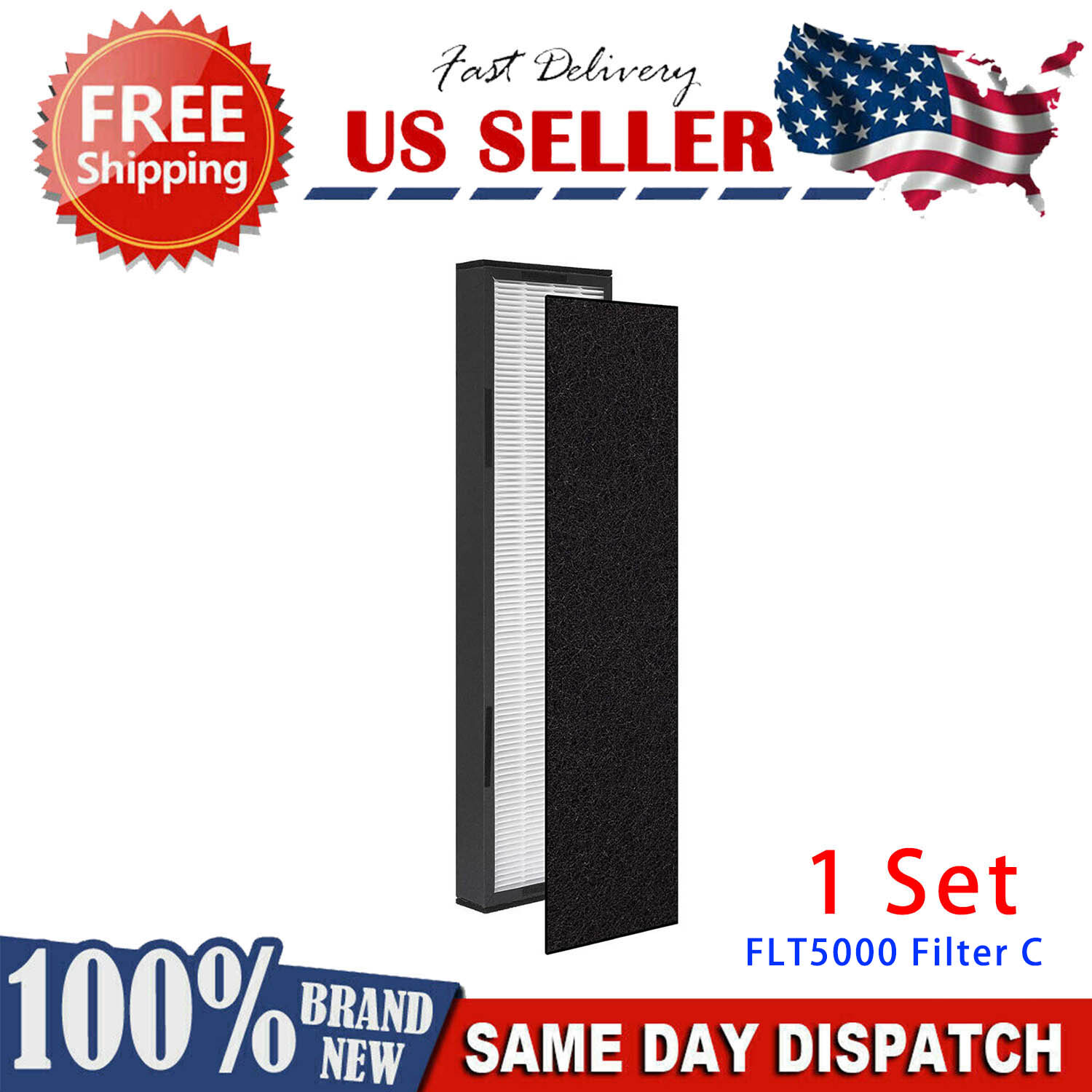 HEPA Filter, for GermGuardian FLT5000 Series AC5000 Filter C Air Purifiers