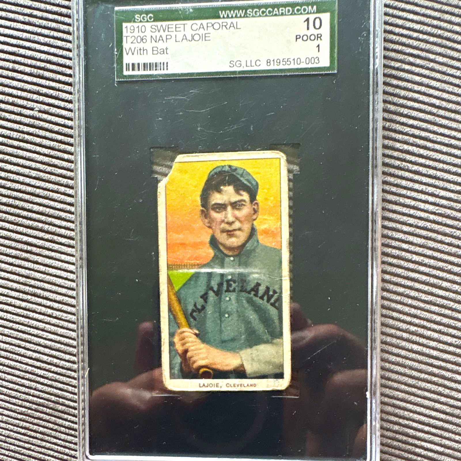1910 Sweet Caporal T206 #236 Nap Lajoie With Bat Cleveland SGC 10 Poor 1