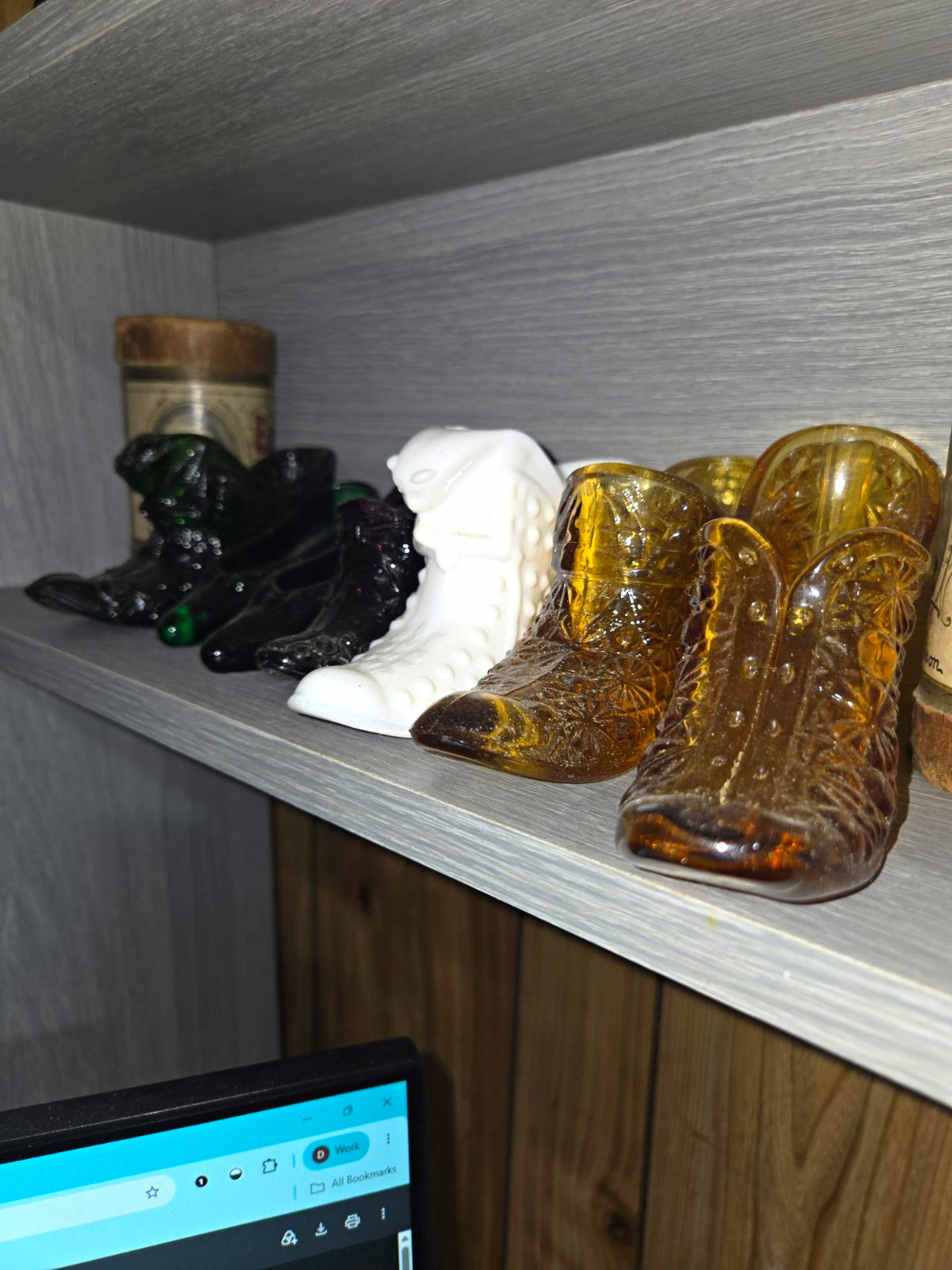 Vintage Fenton Glass Shoe Figurines Lot - Amber, Milk White, Green, Purple