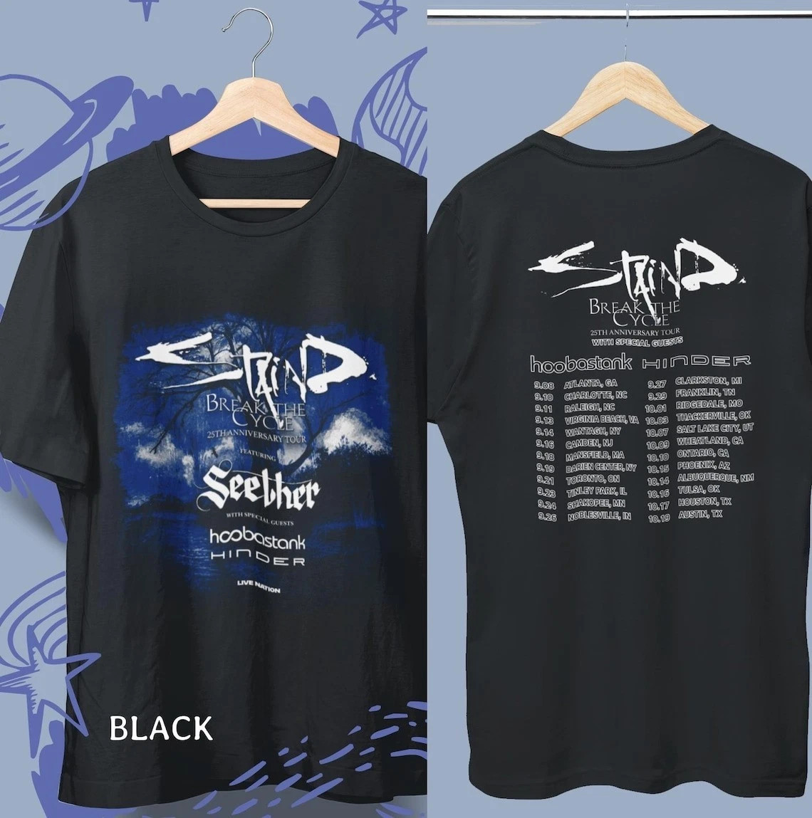 Staind Break The Cycle Tour 2026 T-Shirt, 25th Anniversary Rock Band Tee Shirt