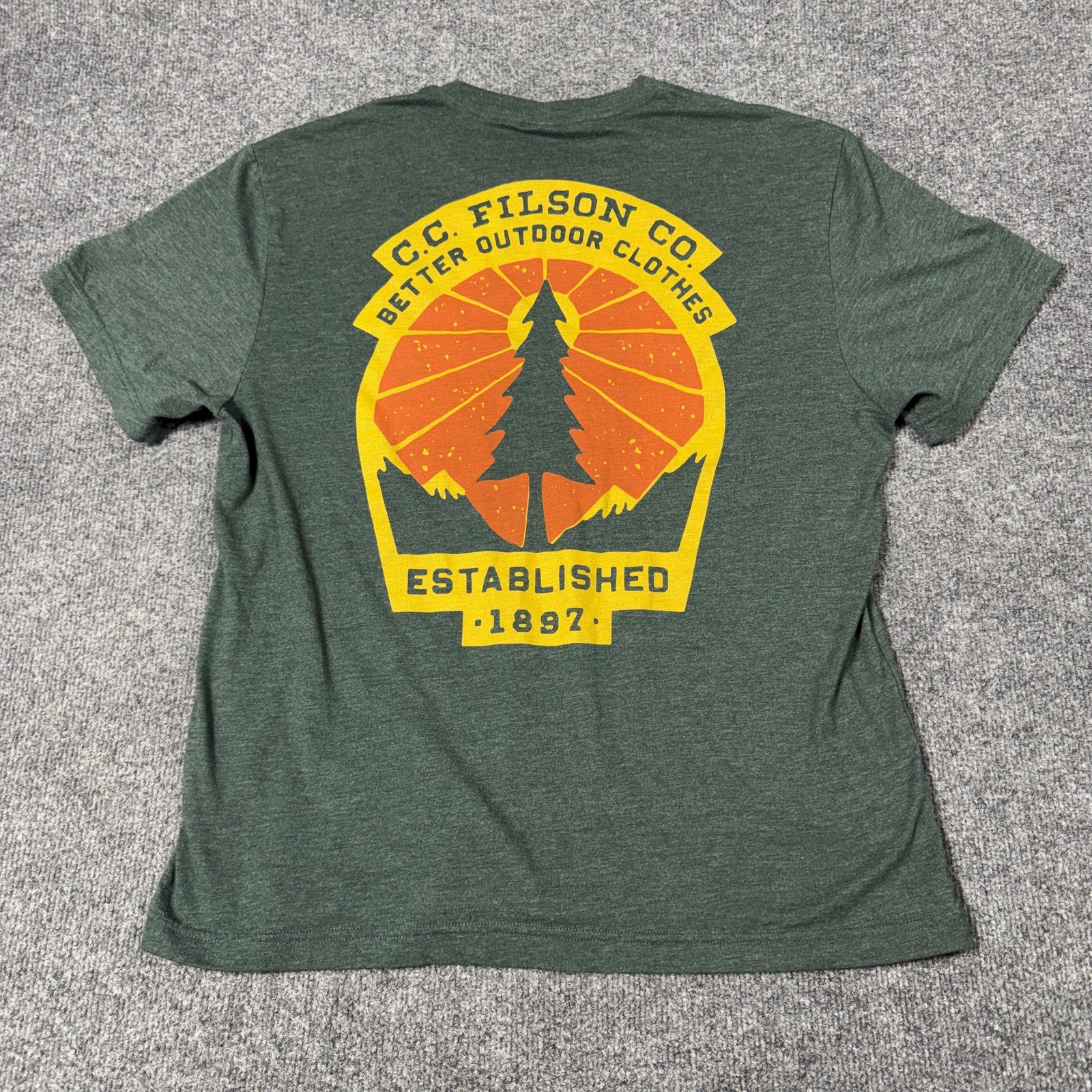 Filson Shirt Mens XL Green C.C. Filson Co 1897 Tree Back Graphic Tee Outdoor