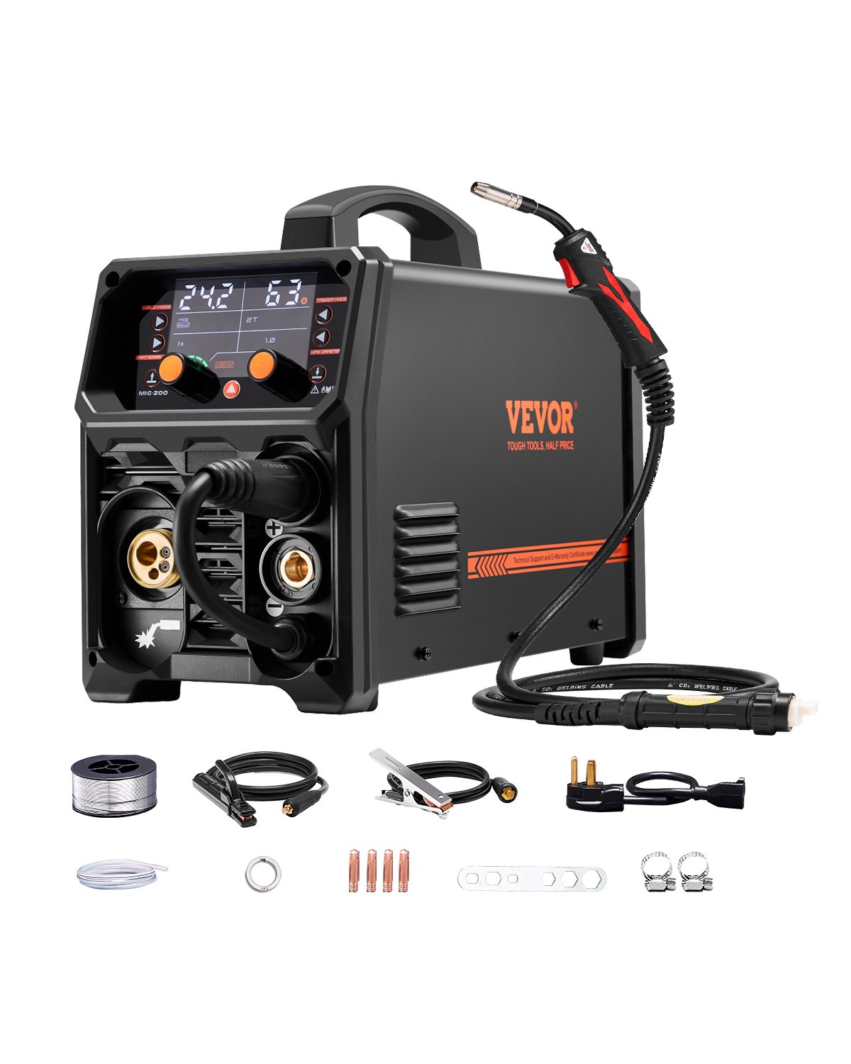 VEVOR MIG Welder 200Amps Welding Machine 4-in-1 Gas MIG/Flux Core MIG/Stick