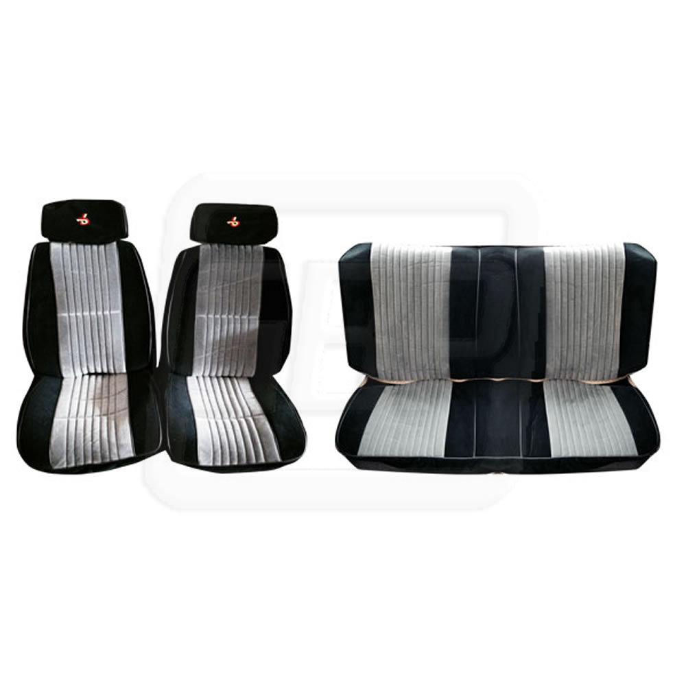 85 86 87 Grand National Black Silver Seat Upholstery Covers FRONT REAR HEADREST
