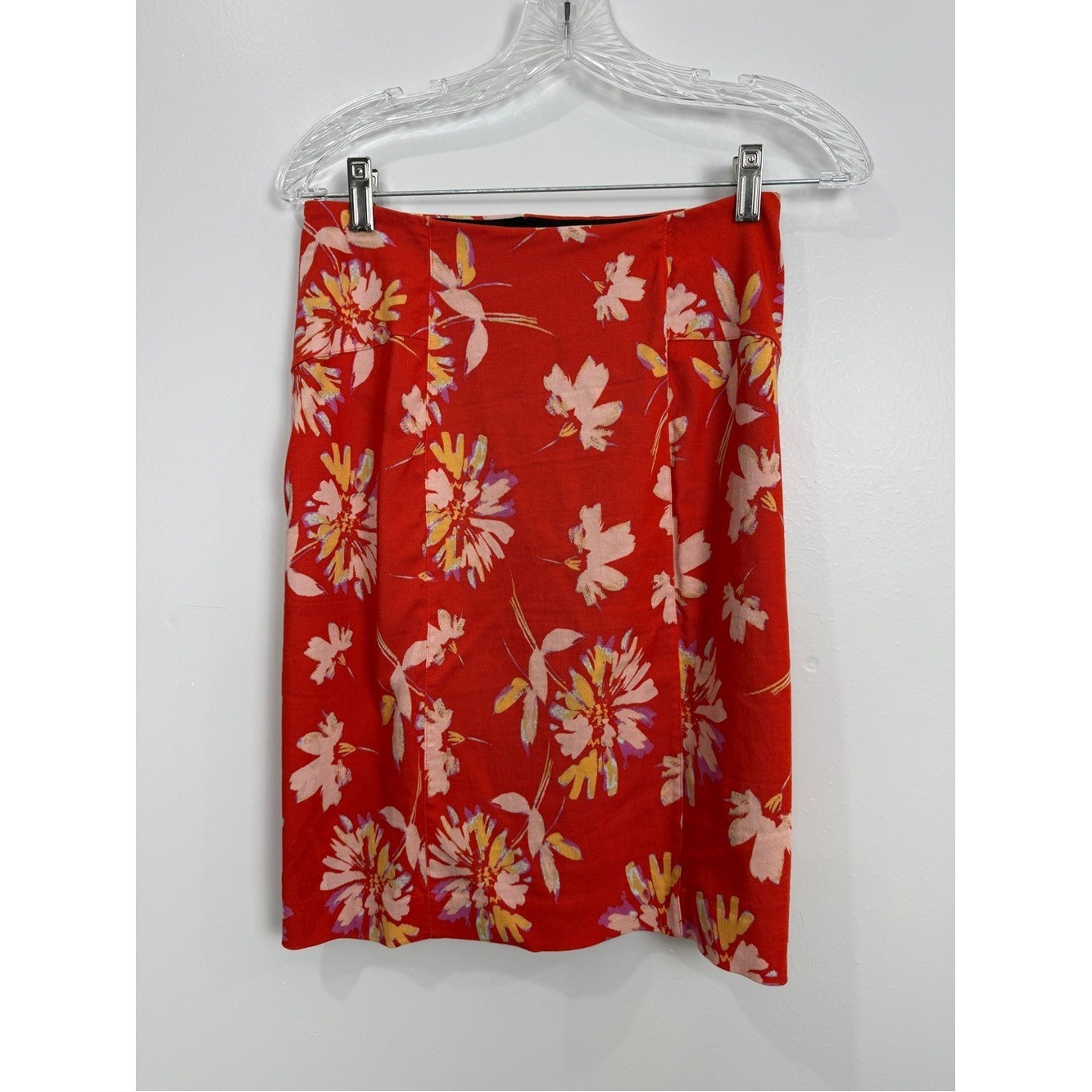 Lysse Red Floral Pencil Skirt with Pink and Yellow Accents