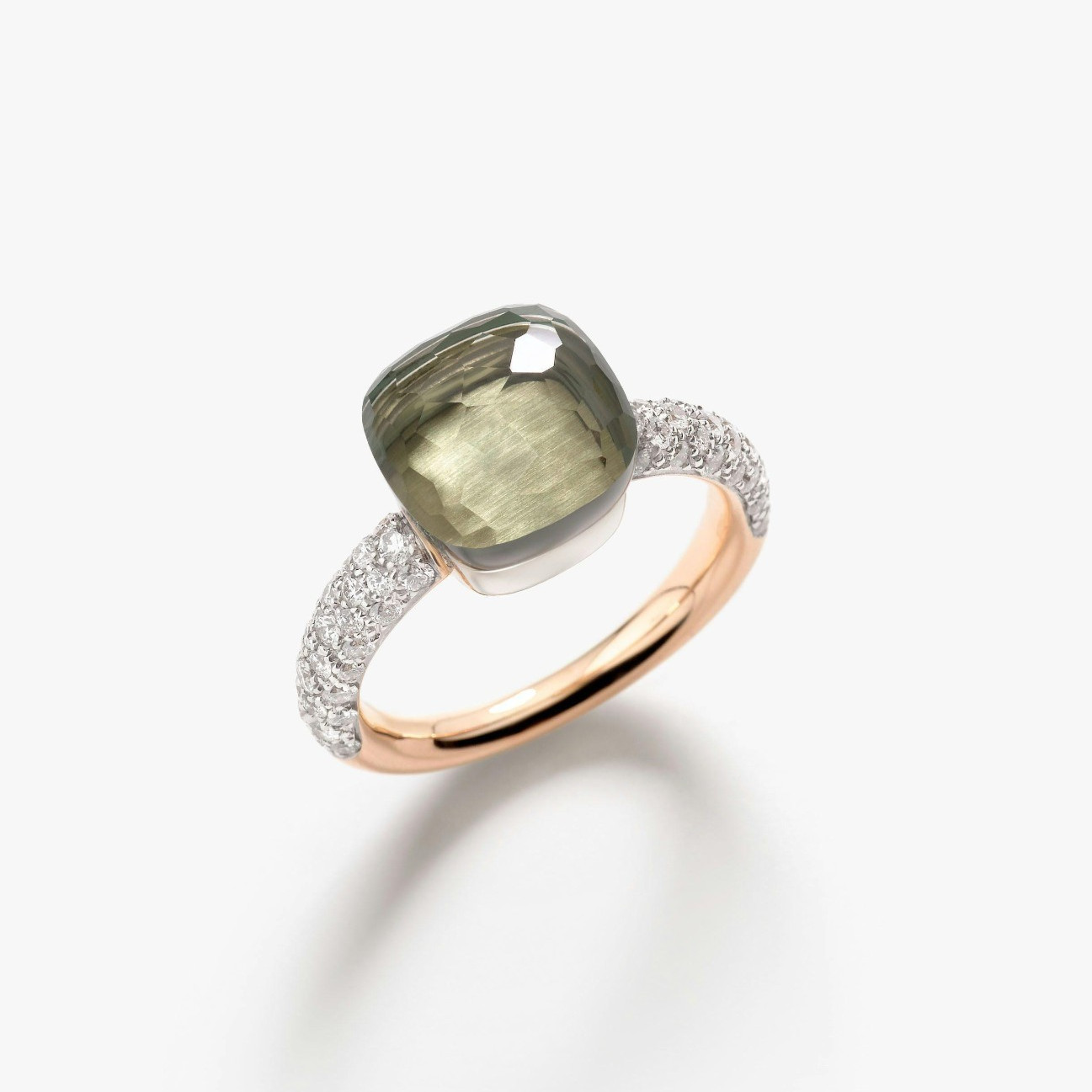 Pomellato Nudo Classic Natural Green Amethyst Ring,925 Sterling Silver Ring