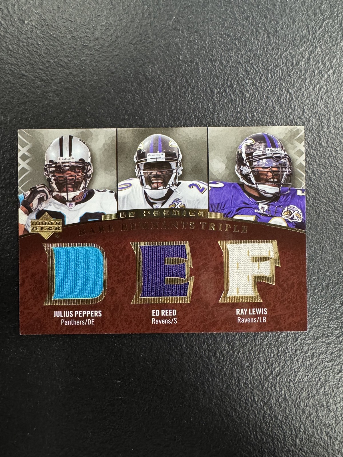 2007 Upper Deck Ud Premier  Triple Patch Ray Lewis, Ed Reed, Julius Pepper /25