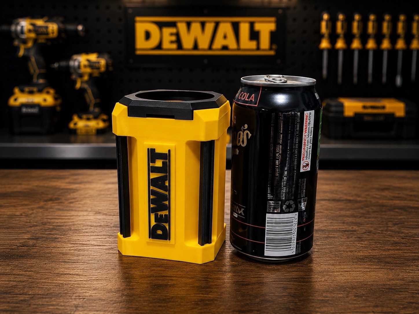 DEWALT 3D Printed 12 oz Drink Can Holder Tool Themed Cup Holder