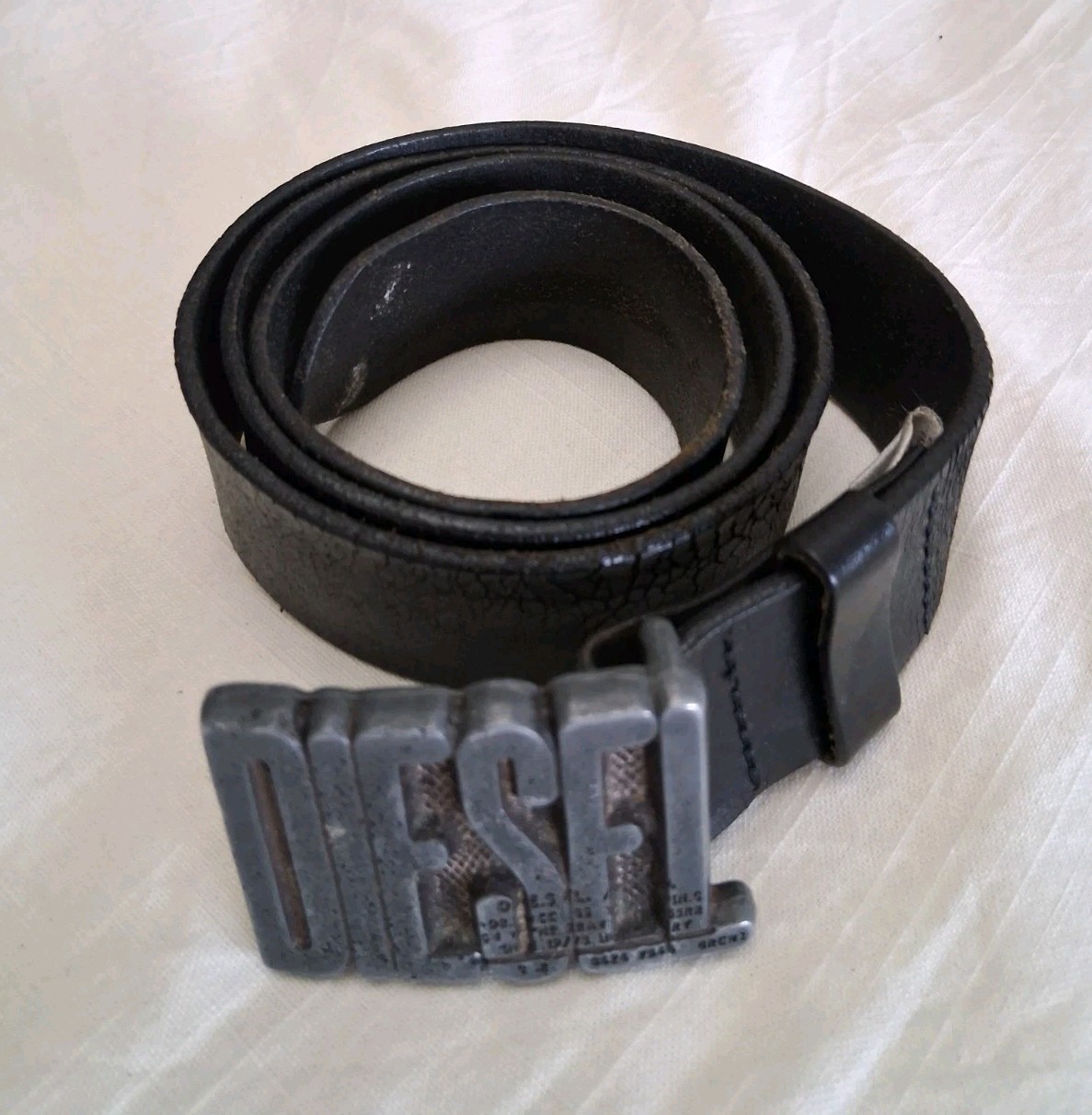 DIESEL Leather belt, Italian made, cowhide leather black Black Buckle 