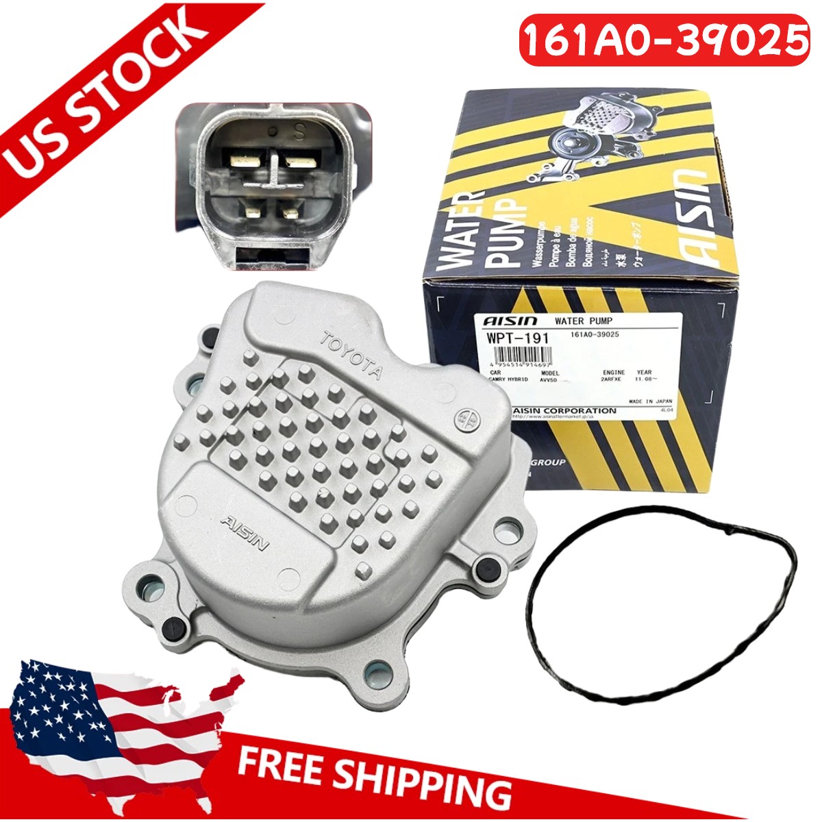 WPT-191 Aisin Engine Water Pump For Camry/Avalon AVV50 OEM 161A0-39025 NEW