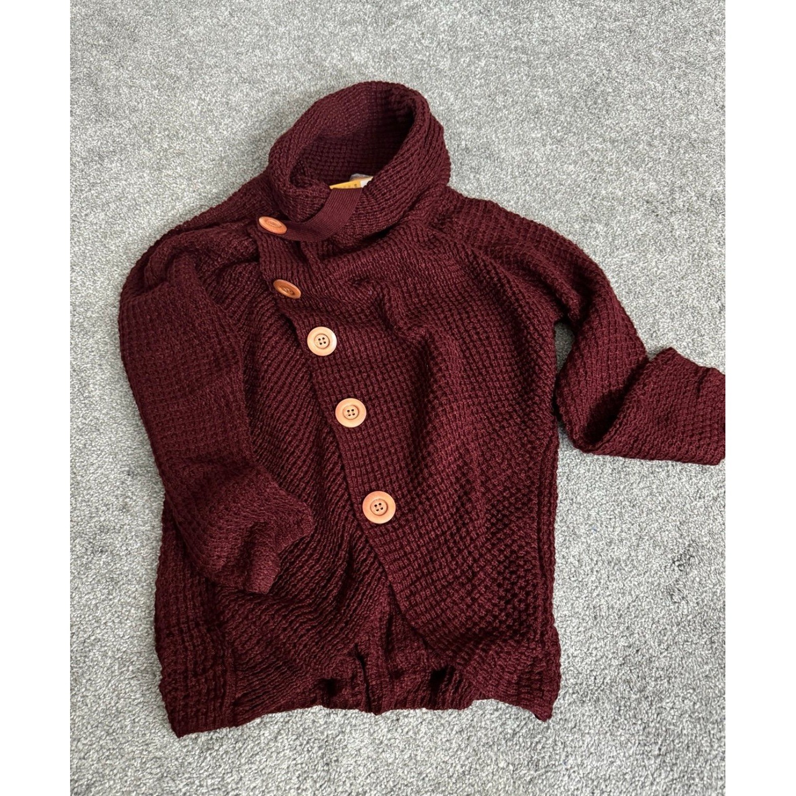 Grecerelle Womens Knit Sweater Turtleneck Asymmetric Button Burgundy GC8027 M Grecerelle Womens Knit Sweater Turtleneck Asymmetric Button Burgundy GC8027 M