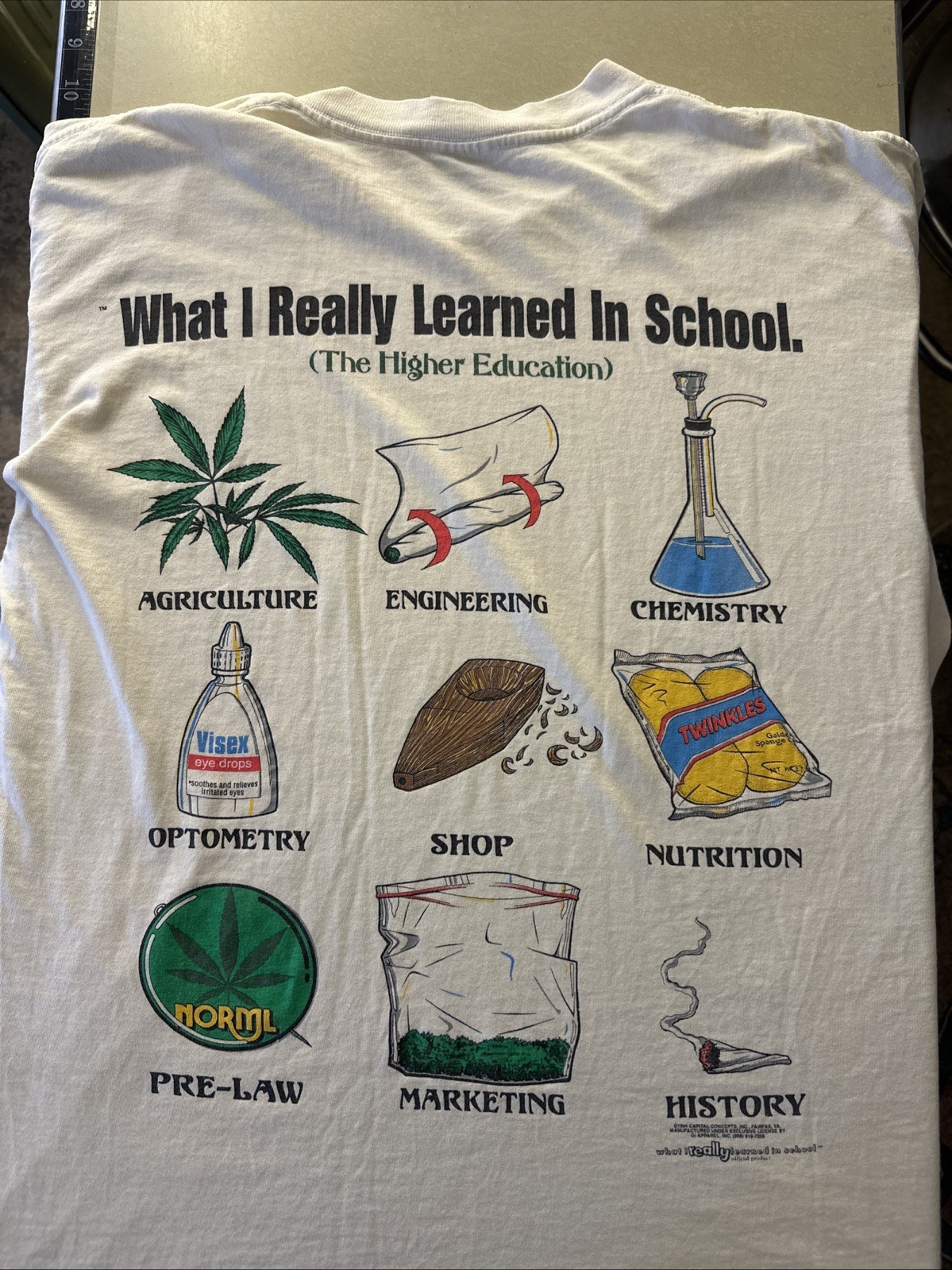 Vintage “what I Really Learned In School” Drug Tee XL 24x30 Vintage “what I Really Learned In School” Drug Tee XL 24x30