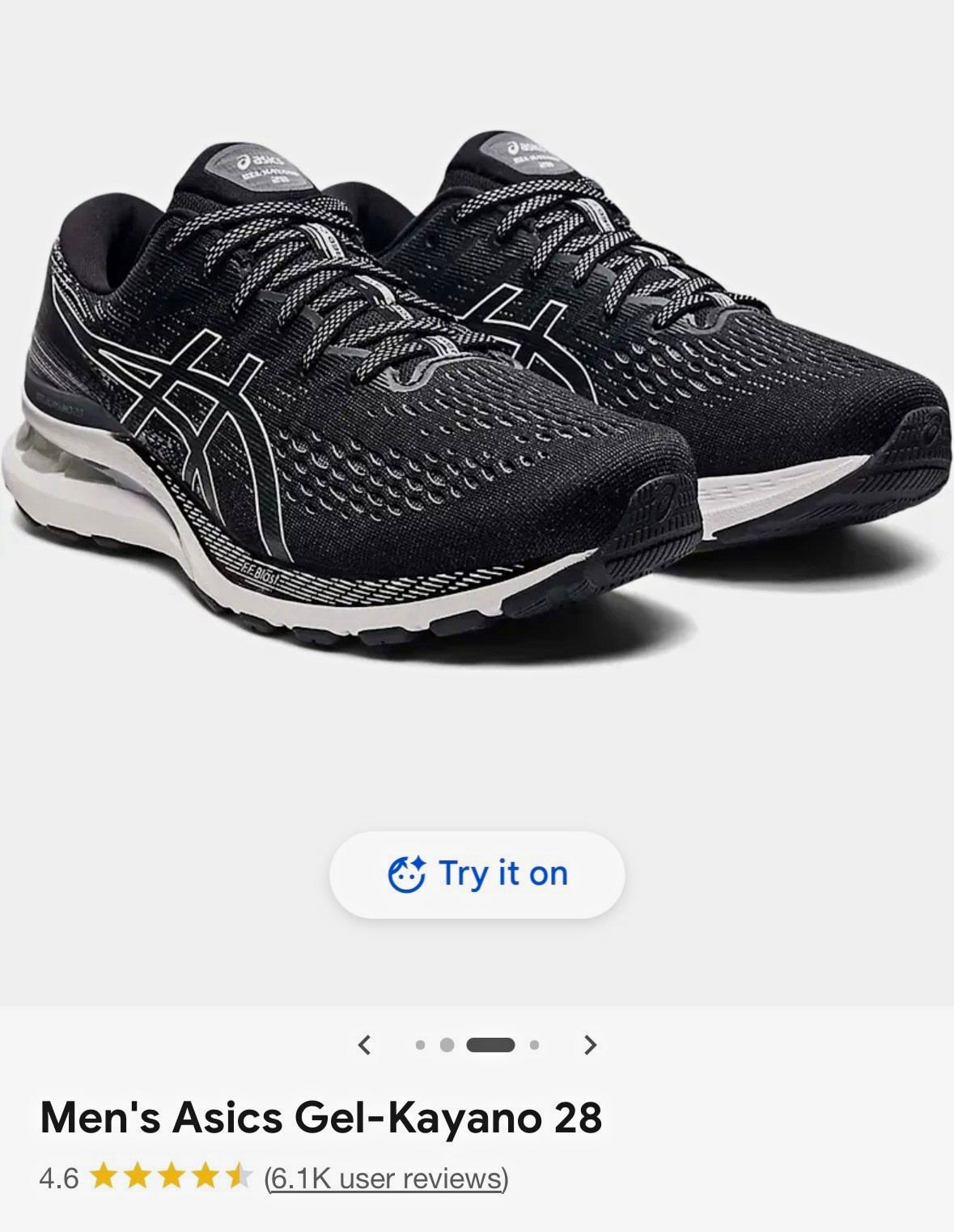 ASICS Gel-Kayano 28 Men\'s Black/White Lace-Up Running Sneakers Low Top
