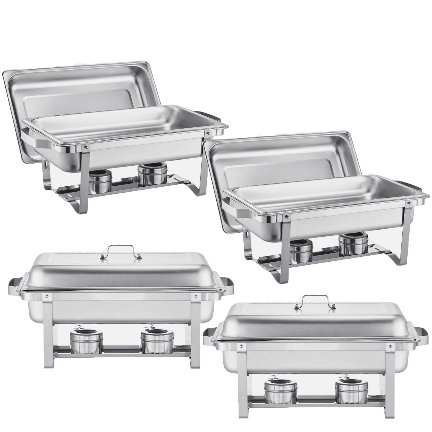 4 Pack Catering Stainless Steel Chafer Chafing Dish Sets 9 QT Full Size Buffet
