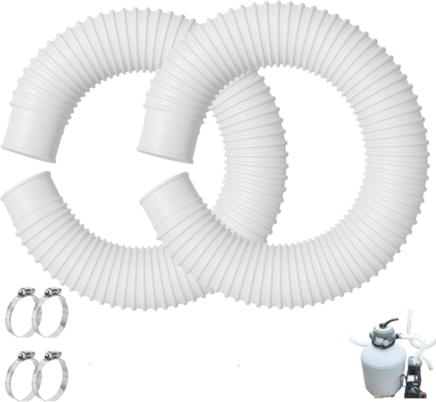 2 Pcks 1-1/2 Inch Pool Pump Replacement Hose 16” Long for above Ground Pools 2 Pcks 1-1/2 Inch Pool Pump Replacement Hose 16” Long for above Ground Pools