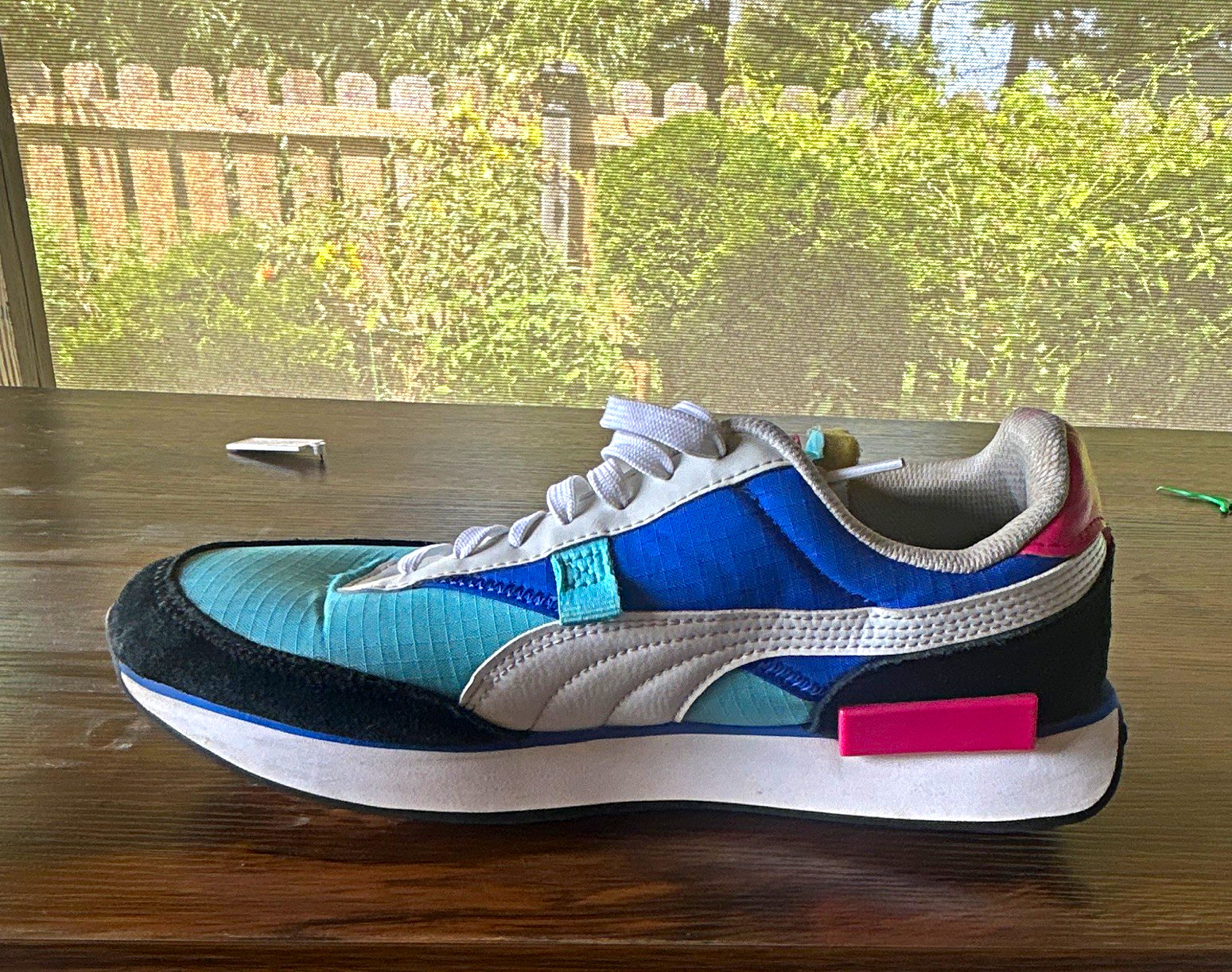 PUMA Teens Colorblock Low Top Lace-Up Sneaker Blue Pink White Black