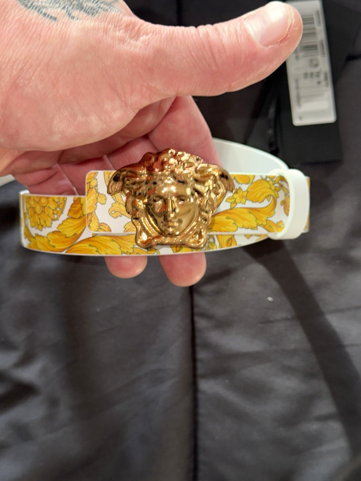 Versace White/Gold Floral Girls (Jr’s) Belt w/ Medusa Logo Reversible Sz Medium