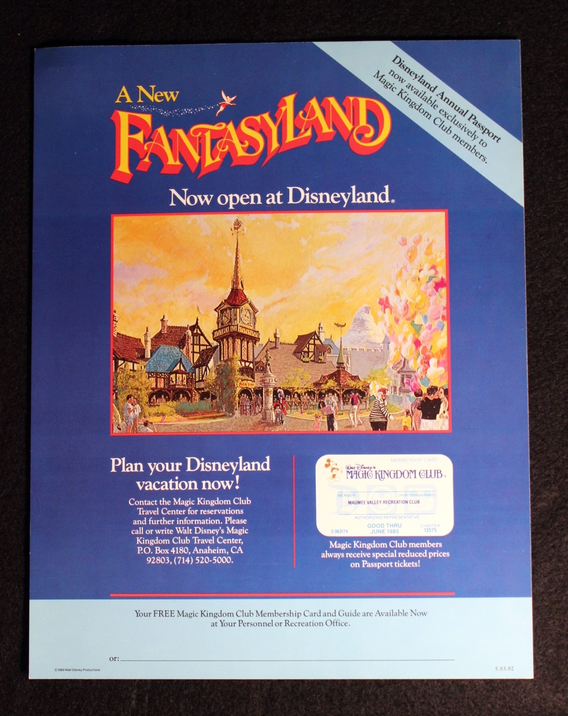 Disneyland 1983 Fantasyland Peter Pan's Flight Concept Design Poster Walt Disney
