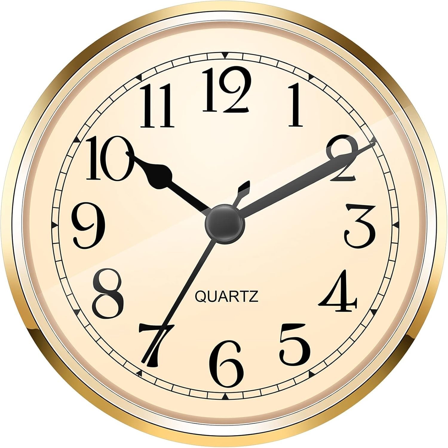 Hicarer 3-1/2 Inch (90 mm) Quartz Clock Fit-up/Insert with Arabic Gold 