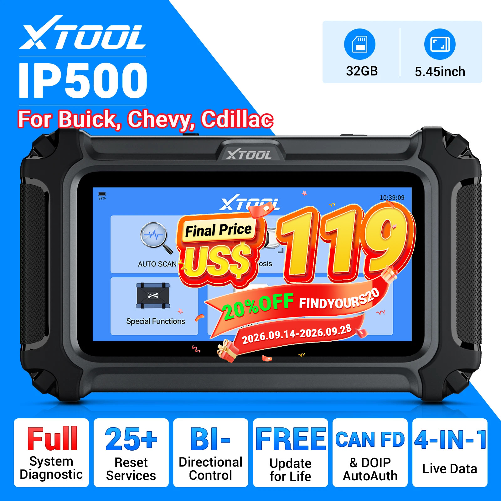 XTOOL IP500 For GMC/Chevy/Cadillac Bidirectional OBD2 Diagnostic Scanner Tool