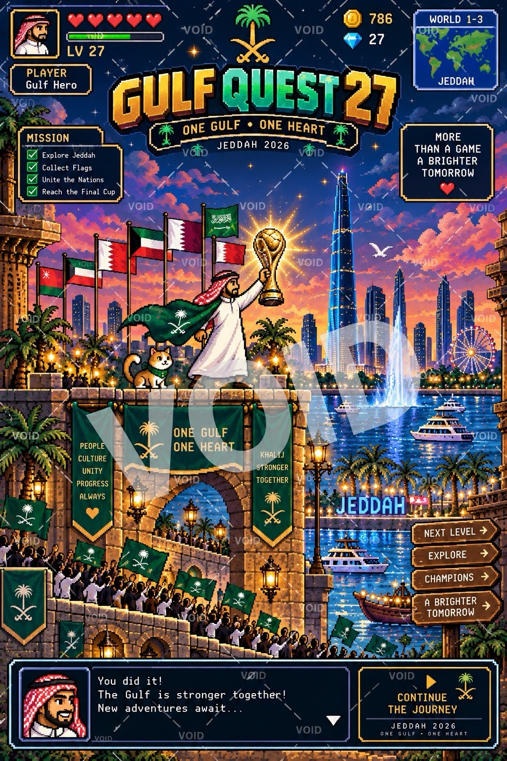 Gulf Quest 27: One Gulf, One Heart — Jeddah 2026 Pixel Adventure