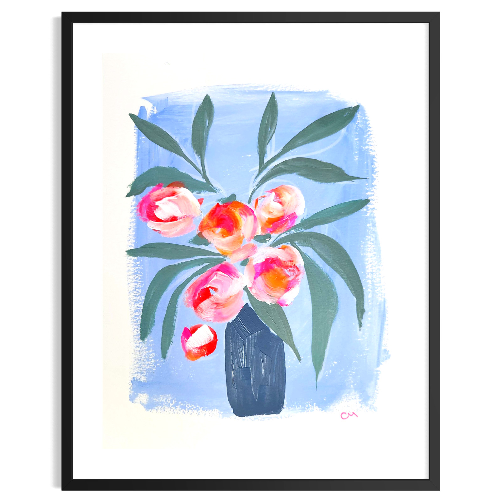 Original Abstract Botanical 9x12 Floral Painting Acrylic Wall Art Home Decor