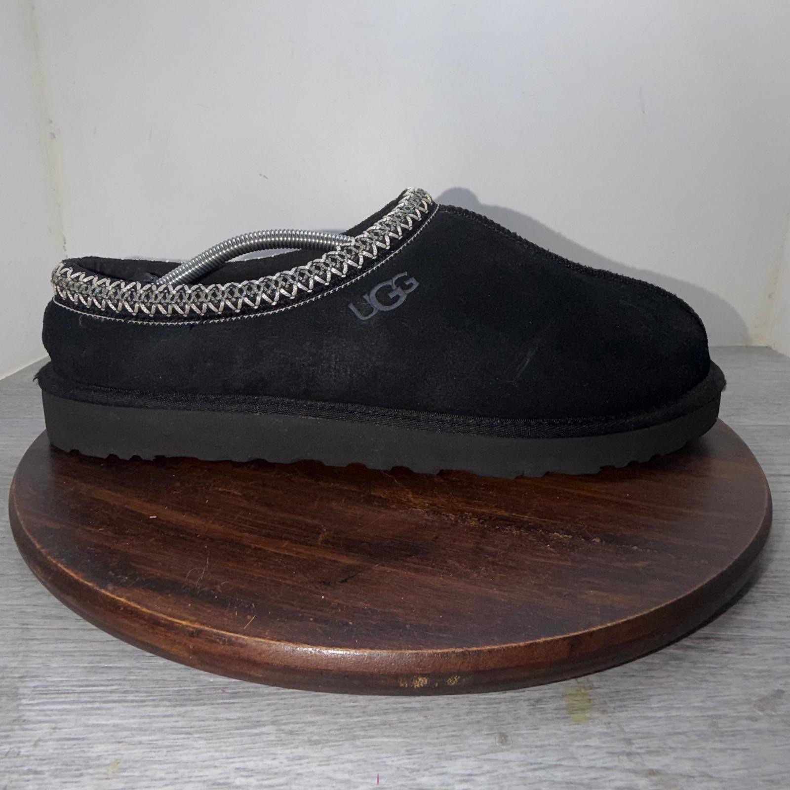 UGG Scuff Men\'s Black Suede Sheepskin Lined Mule Slip-On Slippers US 13 Comfort