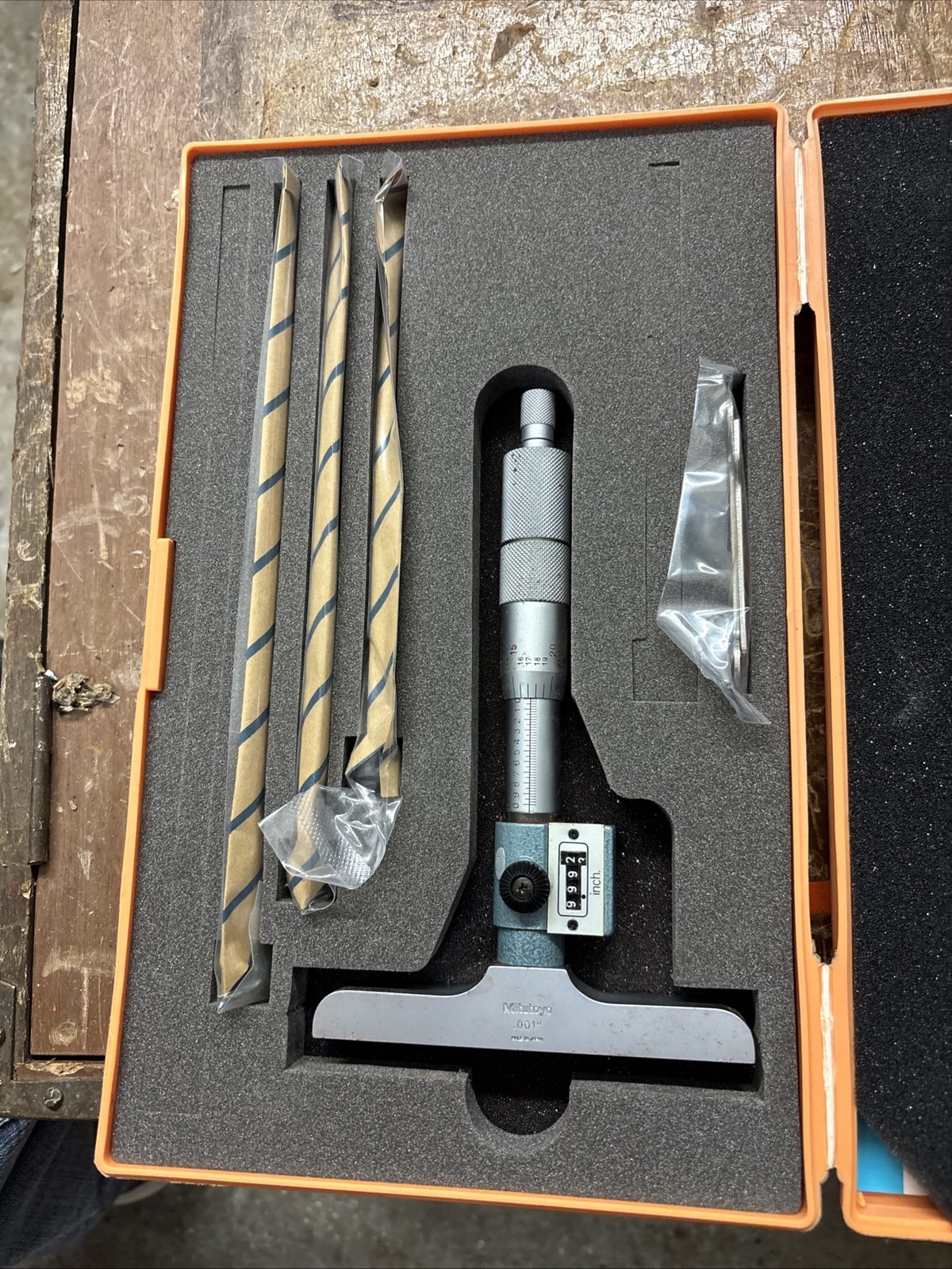 Vintage Mitutoyo Depth Micrometer .001 New Open Box But Selling As Used 229-131