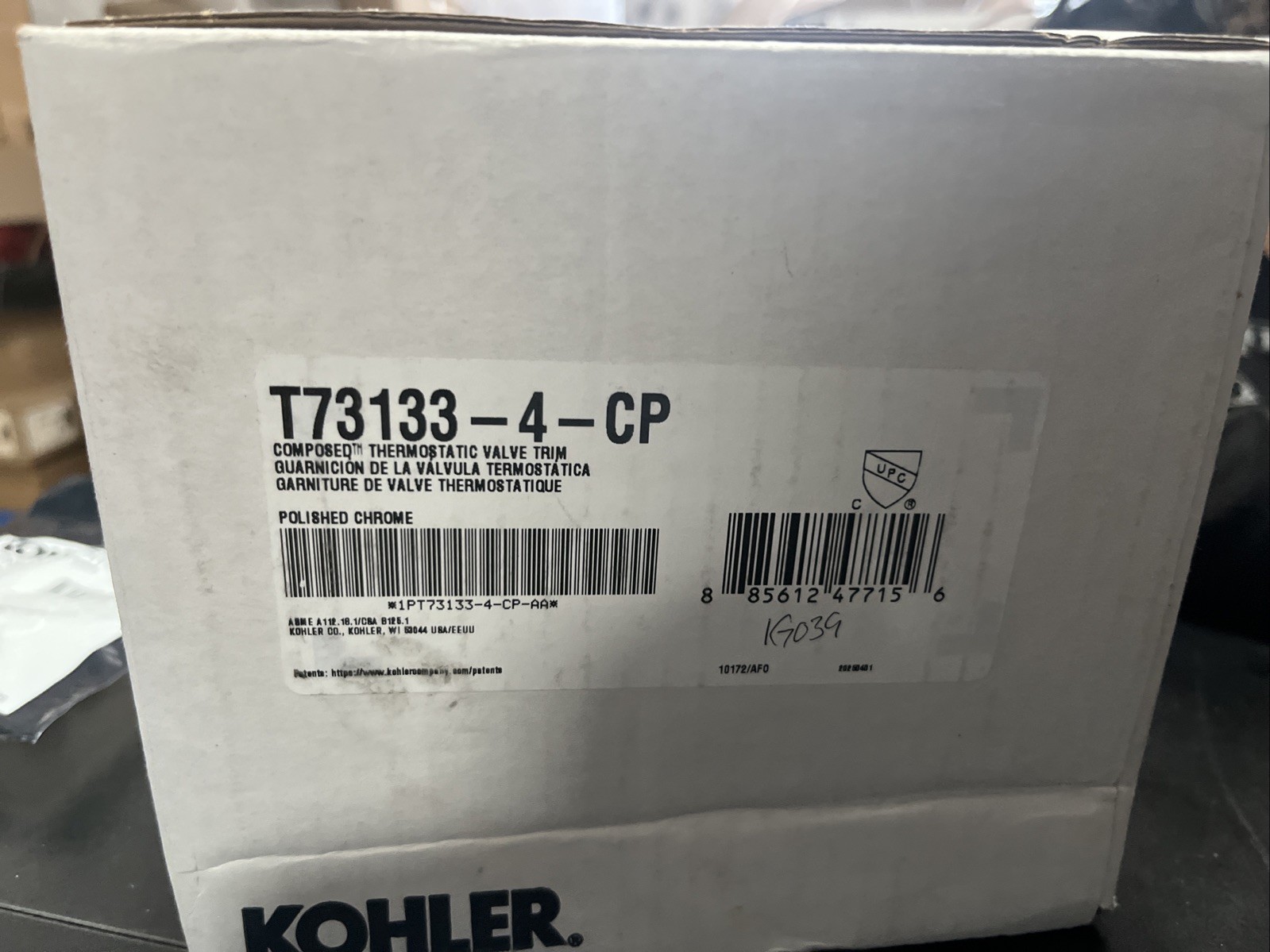 Kohler K-T73133-4-CP Valve Trim Chrome - MISSING HARDWARE