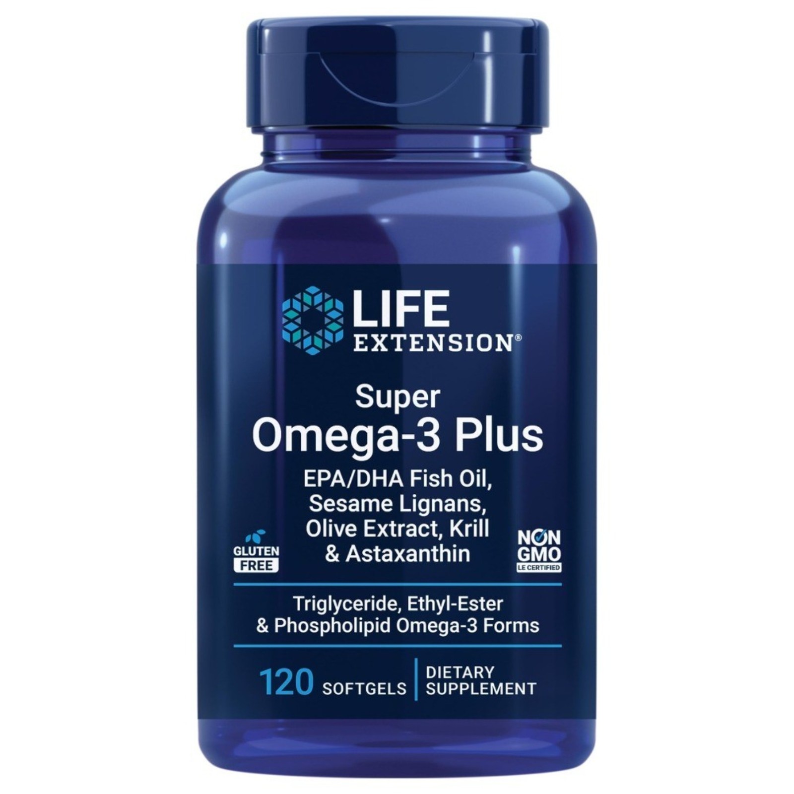 Life Extension Super Omega3 Plus EPA/DHA Fish Oil, Sesame Lignans (120 Softgels)