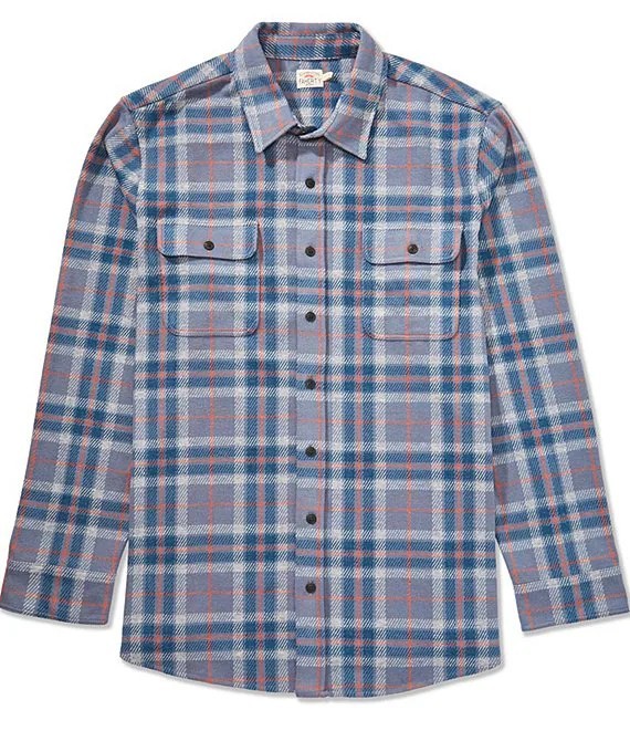Faherty Legend Sweater Shirt Mens Gray Blue Plaid Heavyweight Flannel 3XL NWT