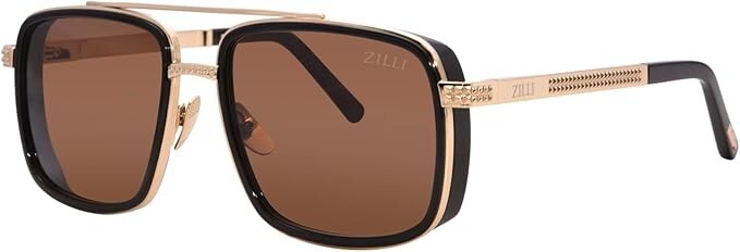 ZILLI ZI65096 C01  MEN\'S TITANIUM SUNGLASSES SHINY GOLD / BROWN 58mm  New In Box