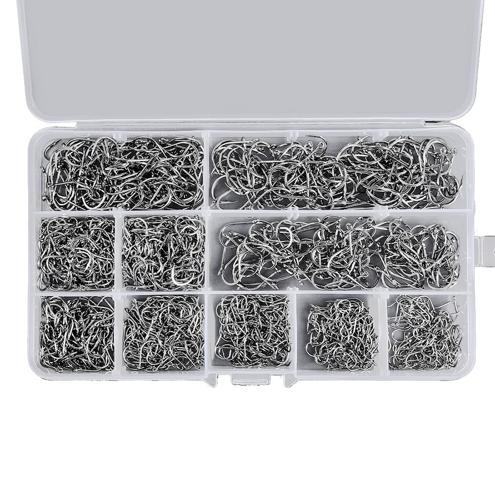 2X(1000 PCS Fishing Hooks Set High Carbon Steel Barbed FishHooks for4464 2X(1000 PCS Fishing Hooks Set High Carbon Steel Barbed FishHooks for4464