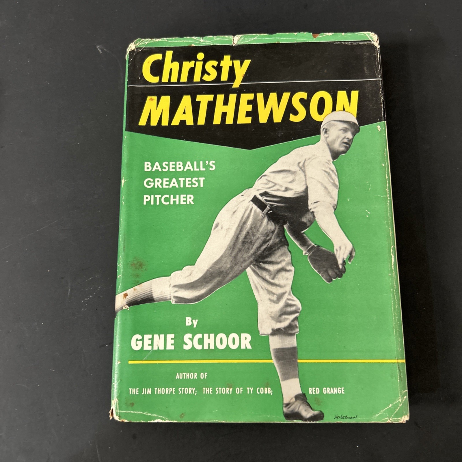 1959 Christy Mathewson Pitcher Vintage Baseball Book Gene Schoor Messner HCDJ
