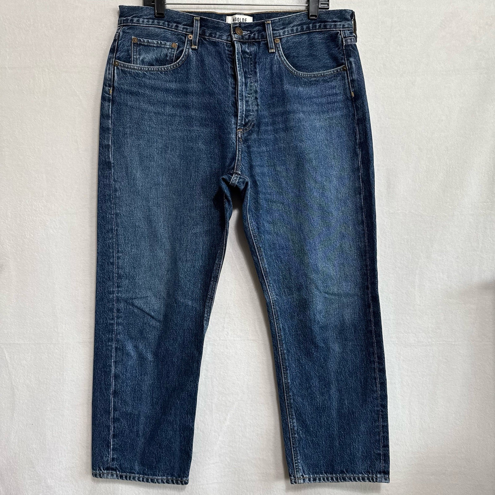 AGOLDE Parker Jeans Women’s Size 31 Medium Wash Blue Straight Leg Button Fly