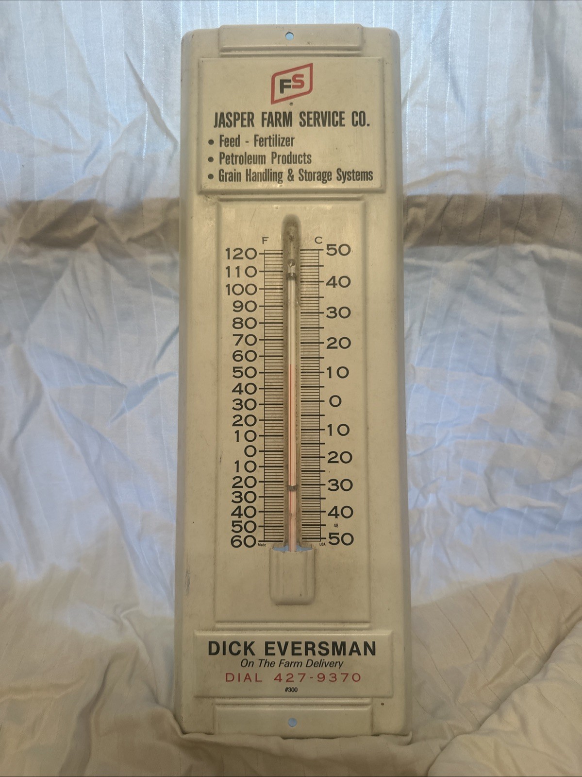 Farm Service Jasper Farm Service Metal Thermometer Dick Eversman Vintage