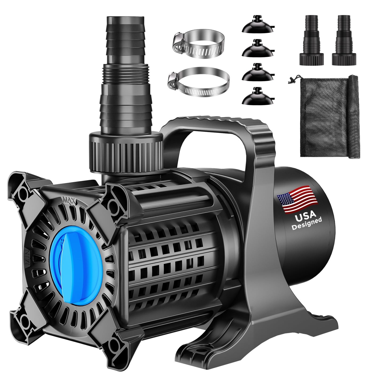 OYO WATER Pond Pump, 2600 GPH Adjustable Flow Submersible 2600 GPH, Black