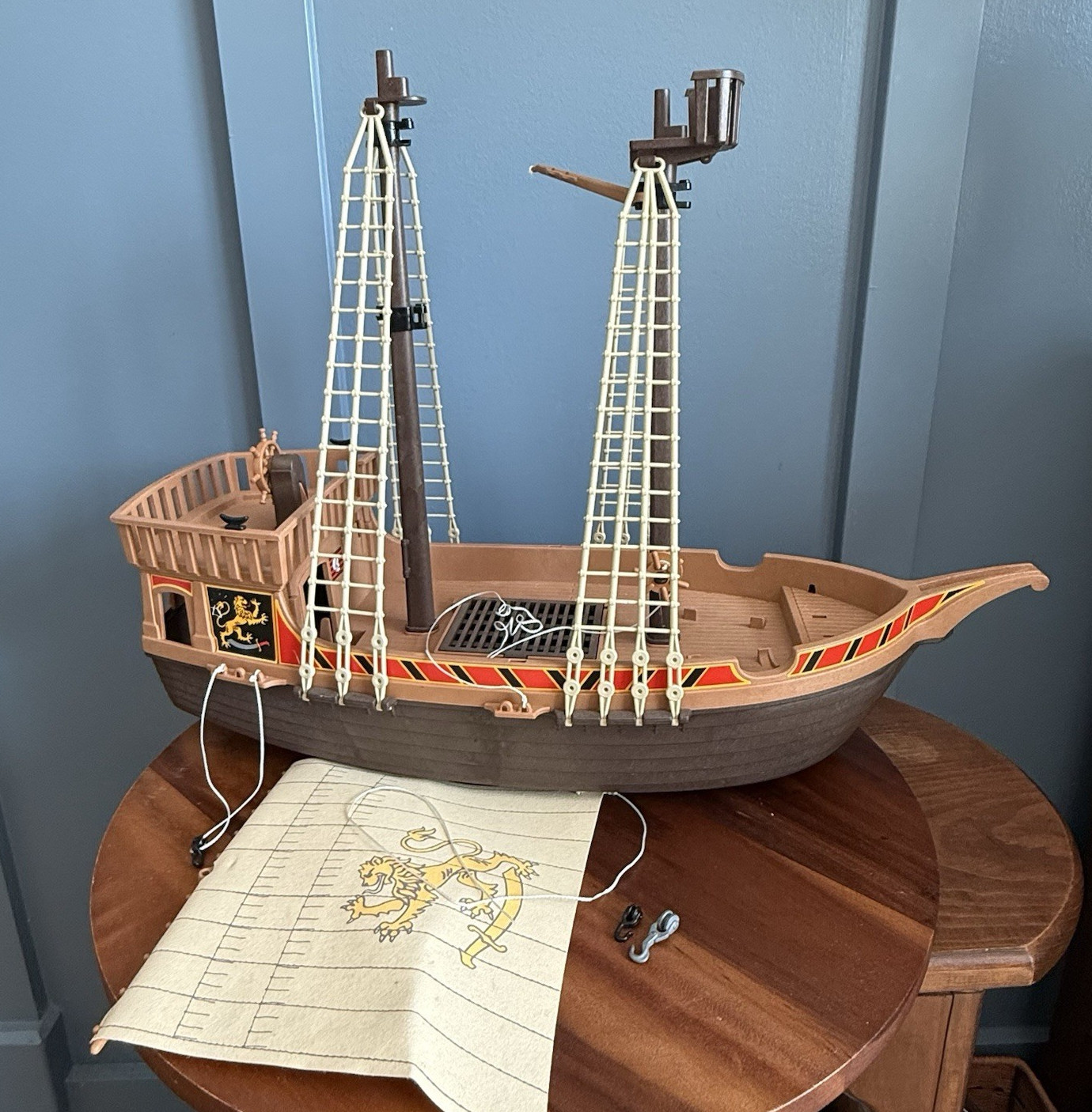 Vintage 1978 Playmobil Geobra 3550 Pirate Ship Incomplete Lion Sail Parts