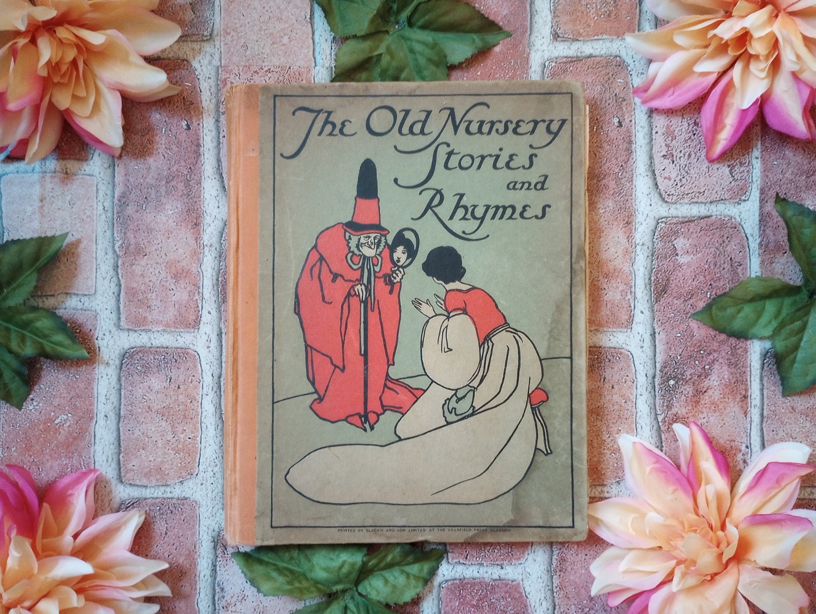Antique 1904 Color Lithographs Nursery Rhymes Book Cinderella Sleeping Beauty