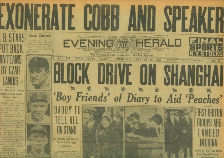 1927 TY COBB & TRIS SPEAKER CLEARED OF BASEBALL MATCH FIXING 1919 WORLD SERIES