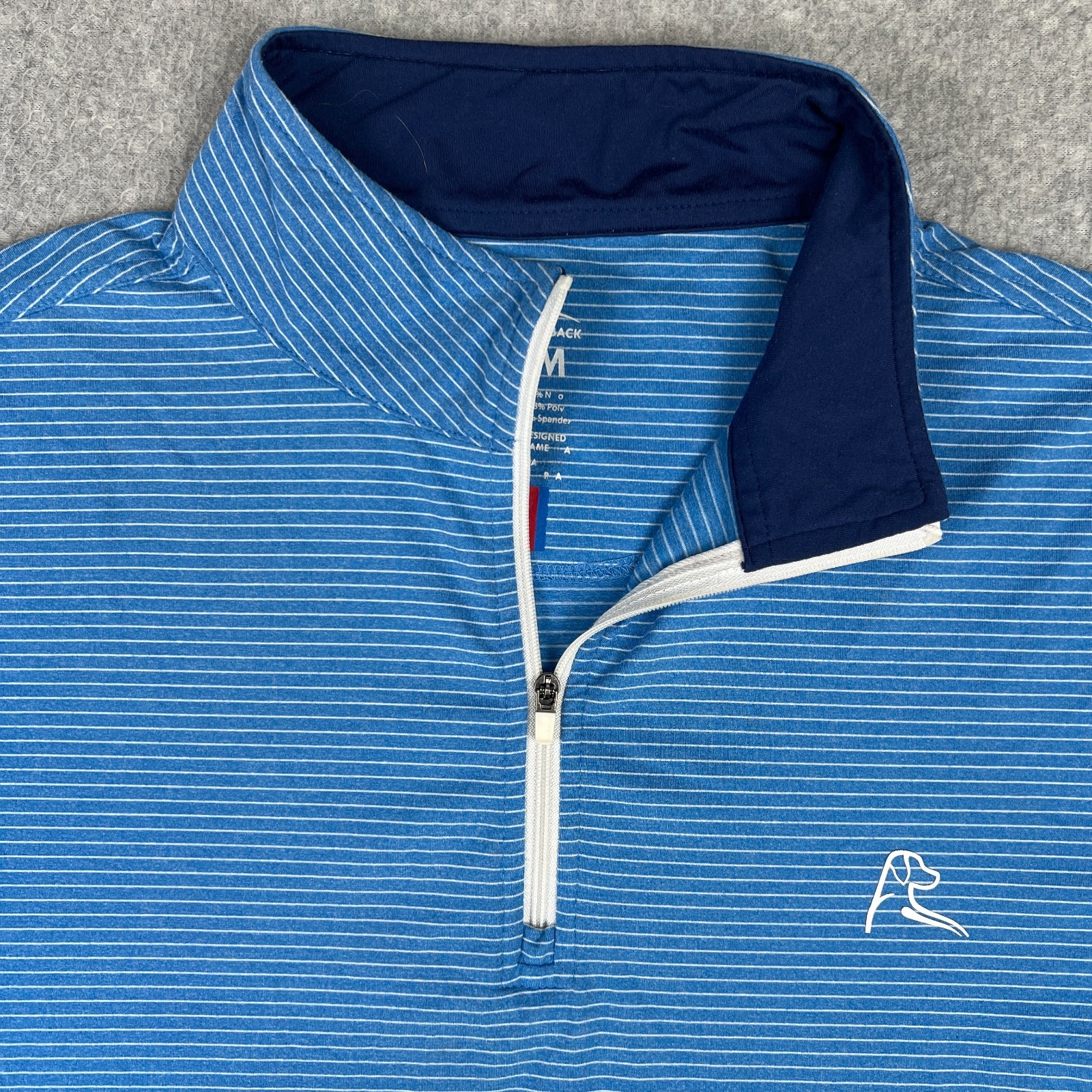Rhoback Golf Quarter Zip Stretch Performance Pullover Medium Mens Blue Striped Rhoback Golf Quarter Zip Stretch Performance Pullover Medium Mens Blue Striped