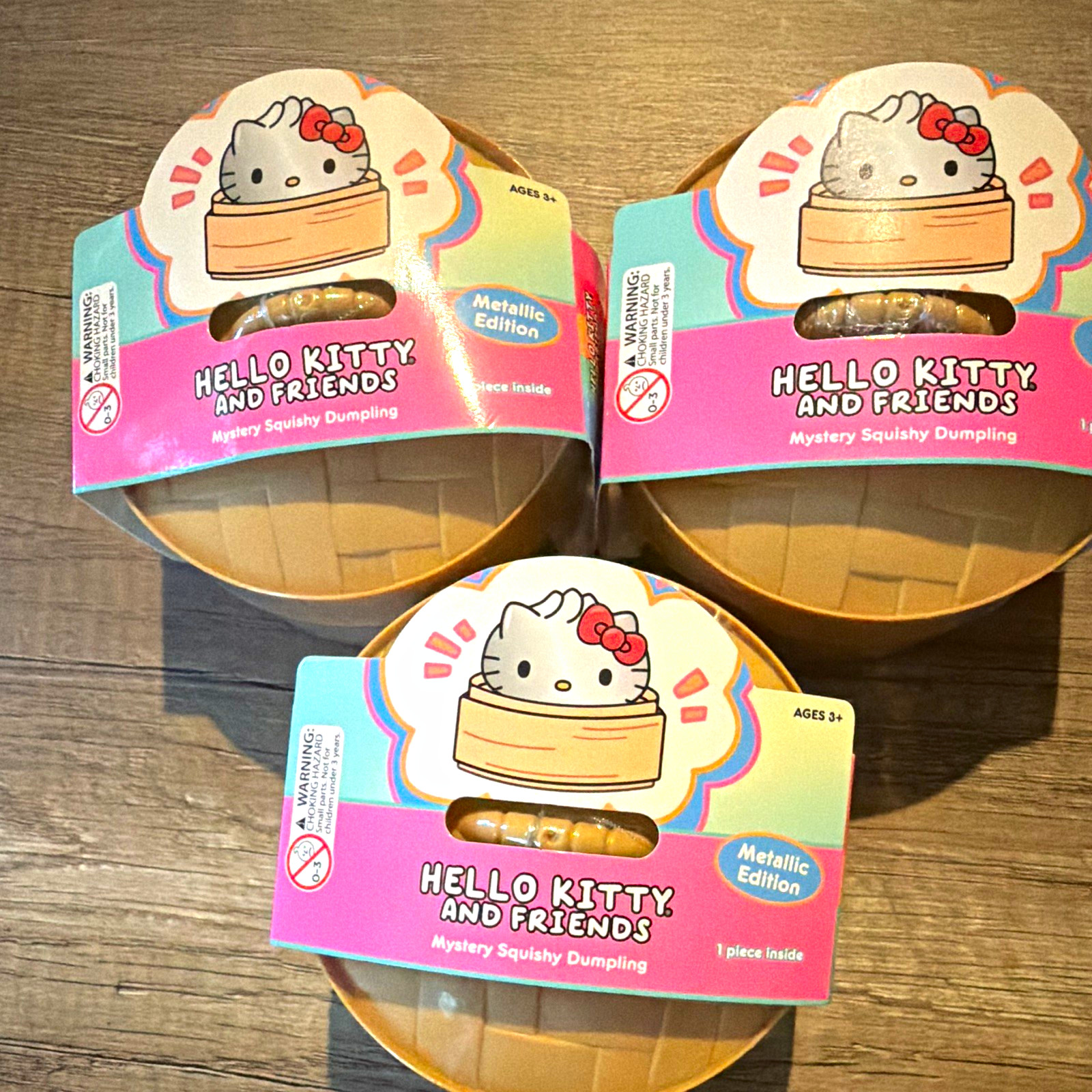 Sanrio Hello Kitty and Friends Mystery Squishy Dumpling Metallic Toy lot if 3
