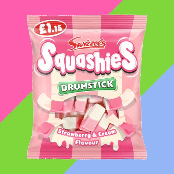 Swizzels Squashies Drumstick Strawberry & Cream 120g Foam Gummy Candy