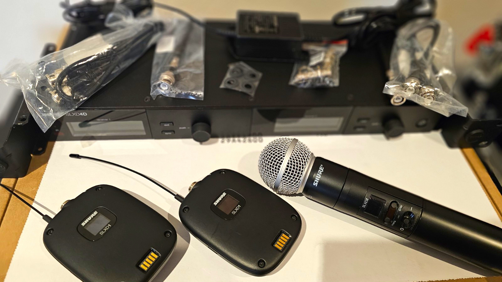 Shure SLXD4D G58 Band Dual Wireless Receiver w/ SLXD2 SM58 Mic & 2x SLXD1s