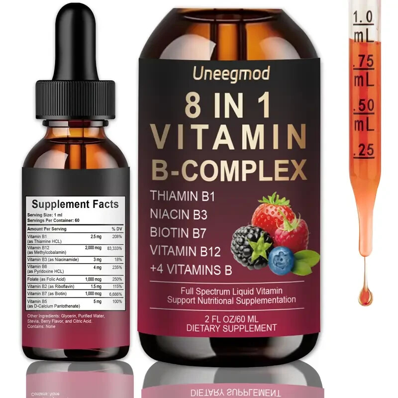 Vitamin B Complex 8 in 1 Liquid Drops with B1, B12 Methylcobalamin Vitamin B Complex 8 in 1 Liquid Drops with B1, B12 Methylcobalamin