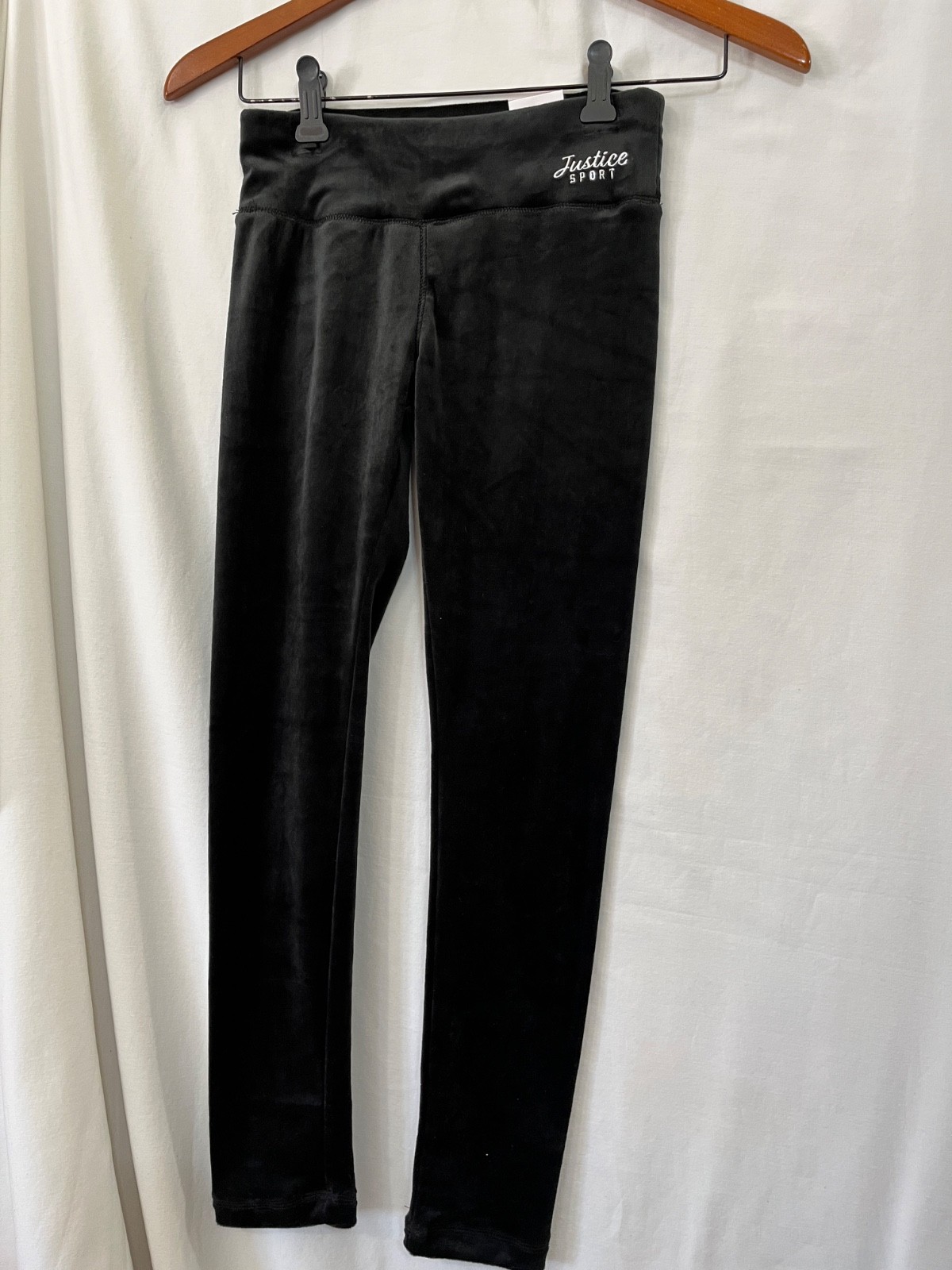 NEW Justice Girls Black Full Velour Length Leggings Size M 10, L 12-14